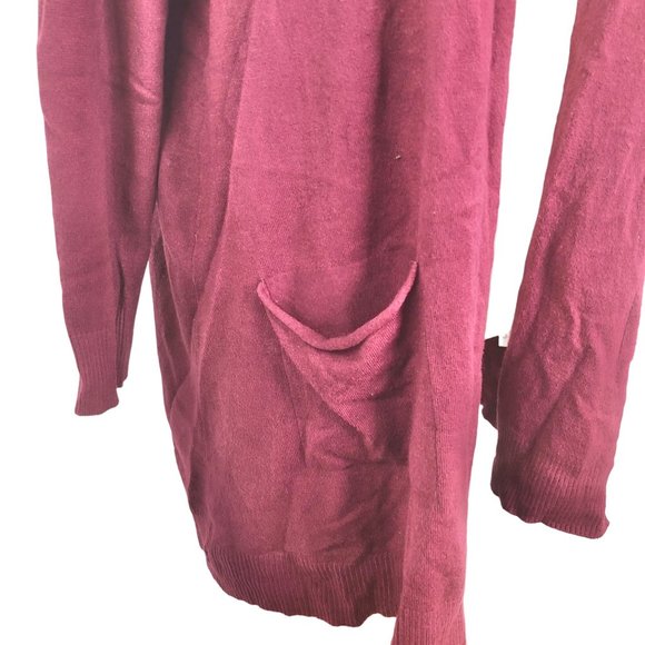 Evolution Women's 2X Burgundy Open Front Sweater Pockets Long Sleeve - Picture 3 of 9